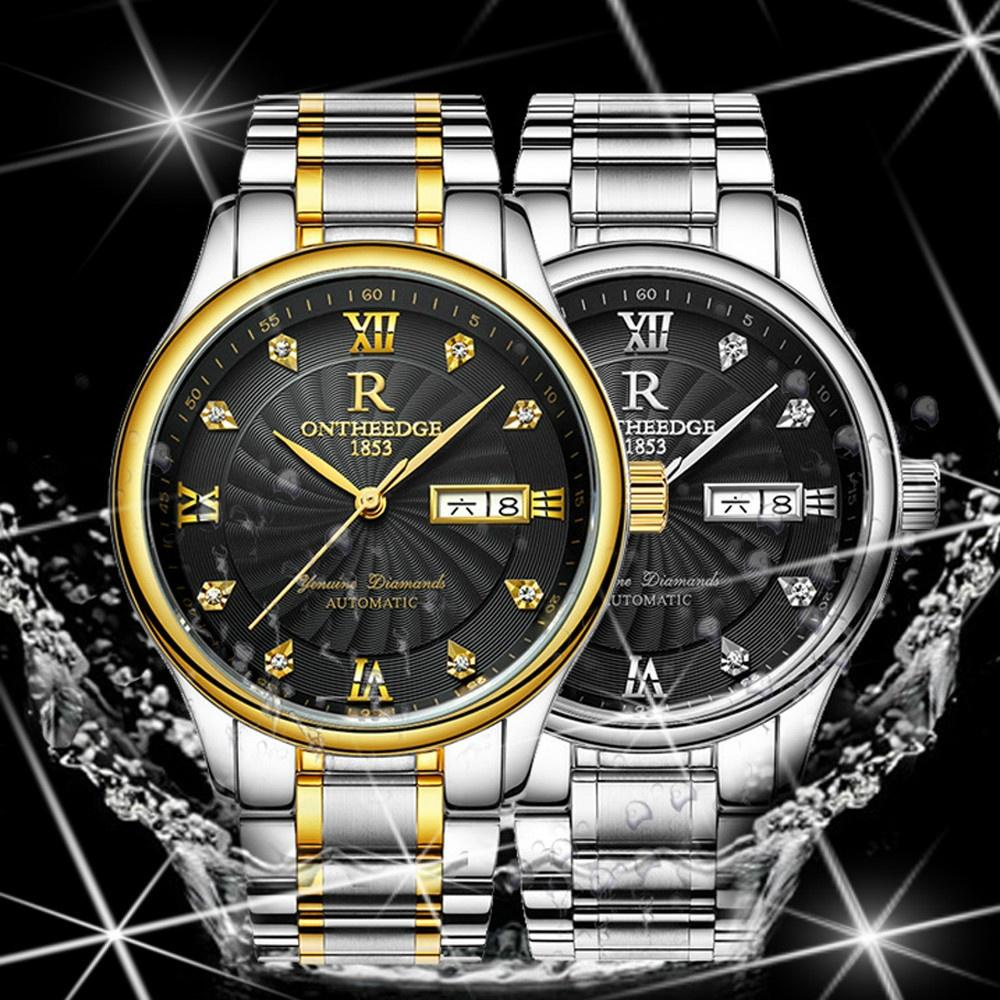 ONTHEEDGE 1853 Luxury Casual Men's Diamond Stainless Steel Watch ...