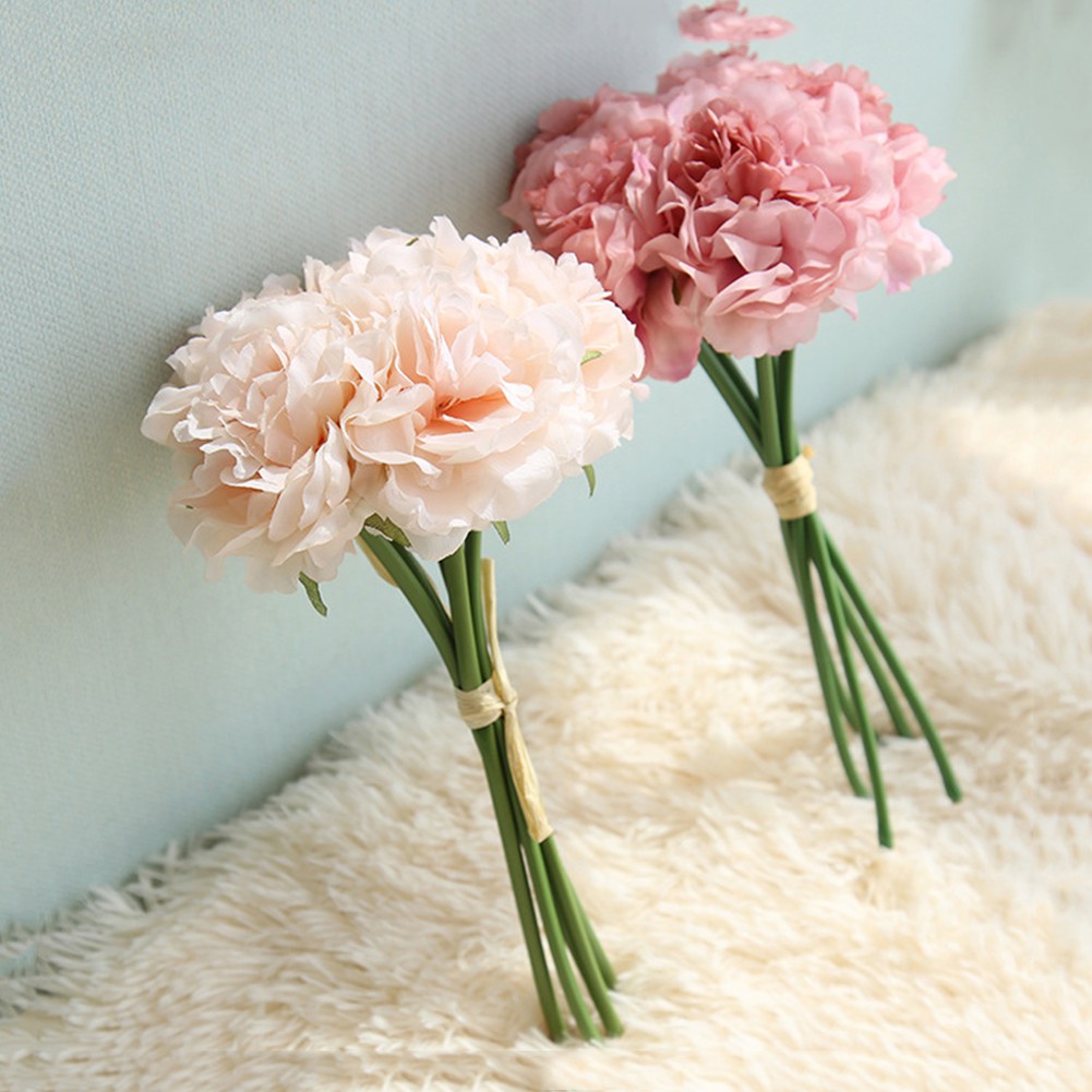 BK 5 Heads Artificial Peony Fake Flowers Wedding Bouquet Bri Shopee