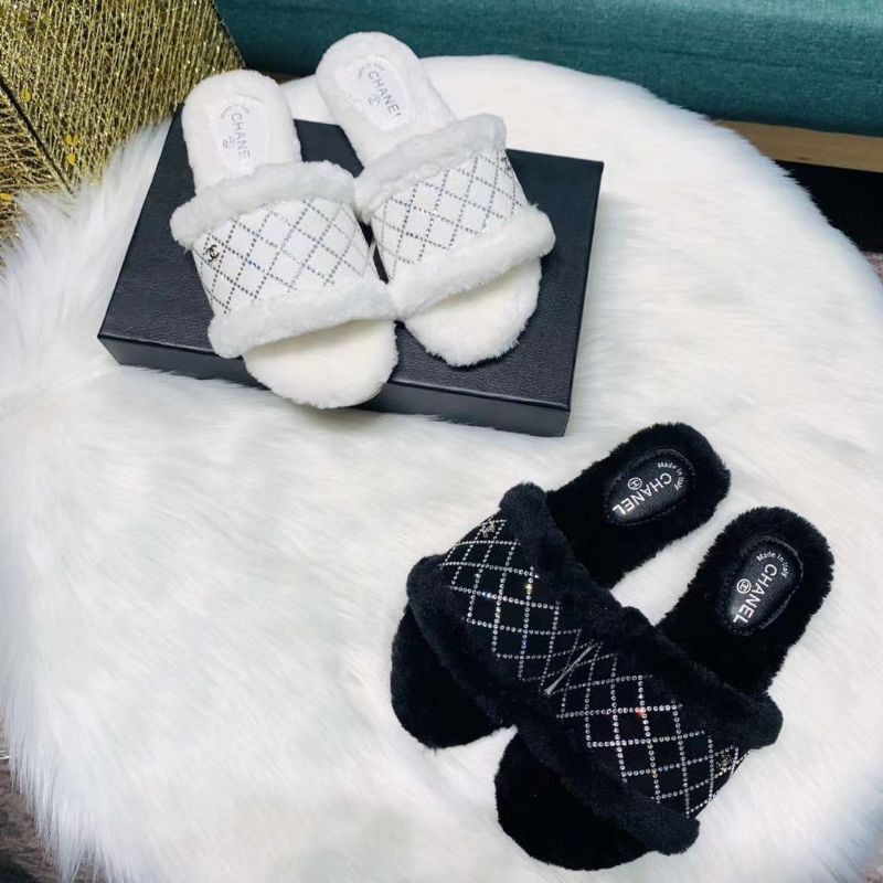 CHANEL Chanel Small Fragrant mao tuo Slippers Flat-Bottomed Fur Slipper  Home Indoor Mop Air Conditio | Shopee Philippines