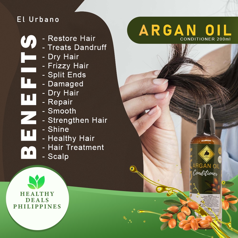 El Urbano Argan Oil Conditioner (200 ml) Treats Dandruff | Dry Hair | Frizz | Split Ends | Hair Care