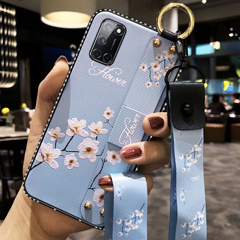 OPPO A52 A92 soft phone case Rhinestone cover Lanyard | Shopee Philippines