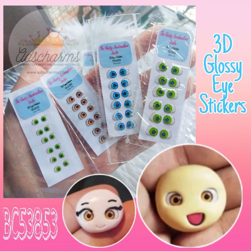 3D Glossy Eyes sticker set for clay 12s 3D Eyes sticker Resin Eyes