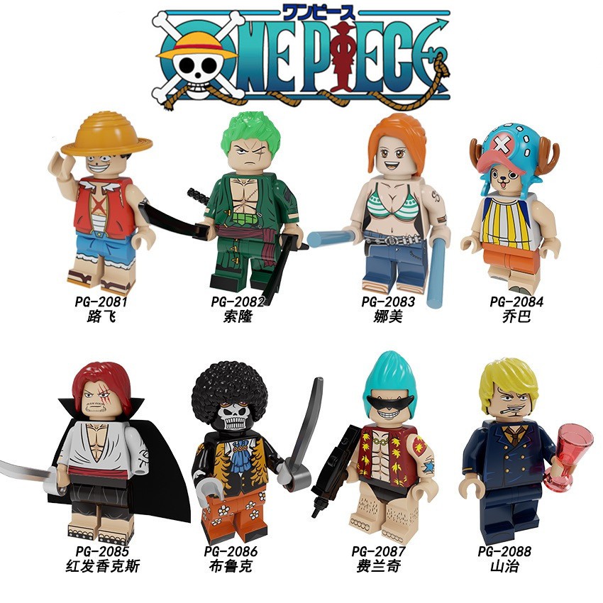8pcs One Piece Minifigures Set Lego Compatible Luffy Zoro Nami Sanji Pg44 Shopee Philippines