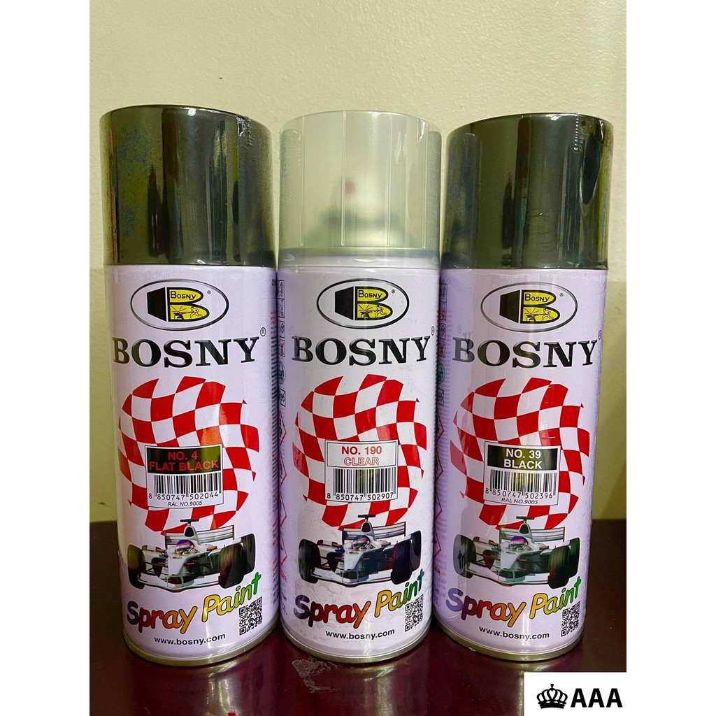 ORIGINAL BOSNY SPRAY PAINT 4 Flat Black / 39 Black / 190 Clear / 40
