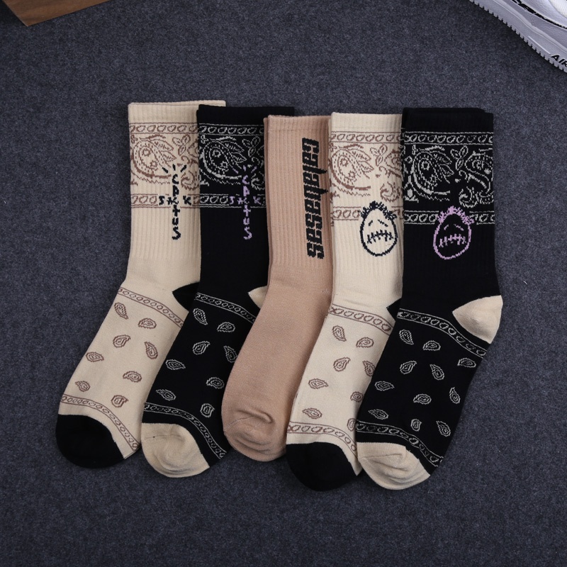 Men's Socks Bandana Iconic Korean Fashion Socks Mid Cut Hip Hop Culture ...