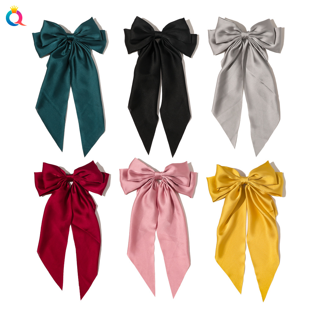 Hot Style Bow Ribbon Hairpin Simple and Generous Satin Spring Clip on ...