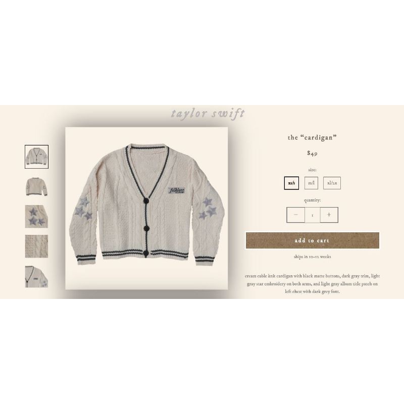 taylor swift the cardigan official merch Shopee Philippines