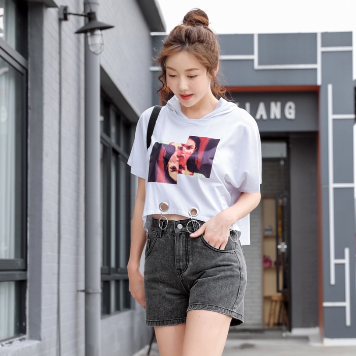 Girls High Waist Denim Shorts A Line Shorts Shopee Philippines