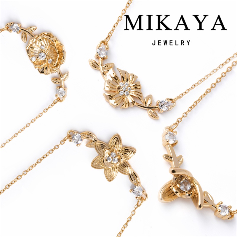 MIKAYA Birth Flower Collection 18k Gold Pendant Necklace Accessories ...