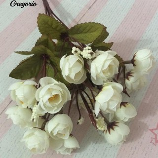 COD!Gregorio 1Pc 15 Heads Artificial Rose Silk Flower Camellia Peony Bouquet Party Room Decor #3