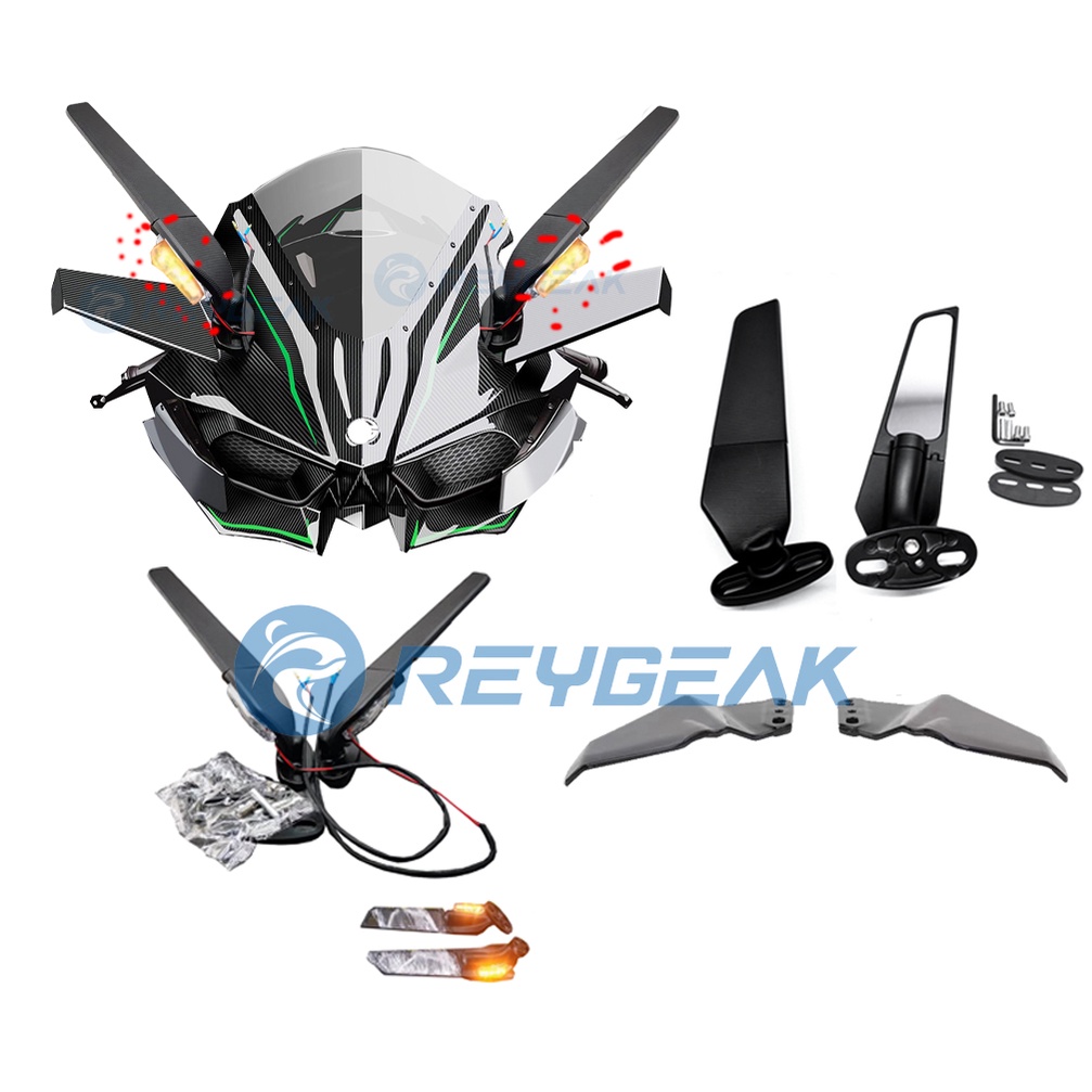 1Pair Winglet with light Mirror z200s R3 Ninja 400 R15 V3 R15M R15 V4 cfmoto 300sr 250sr