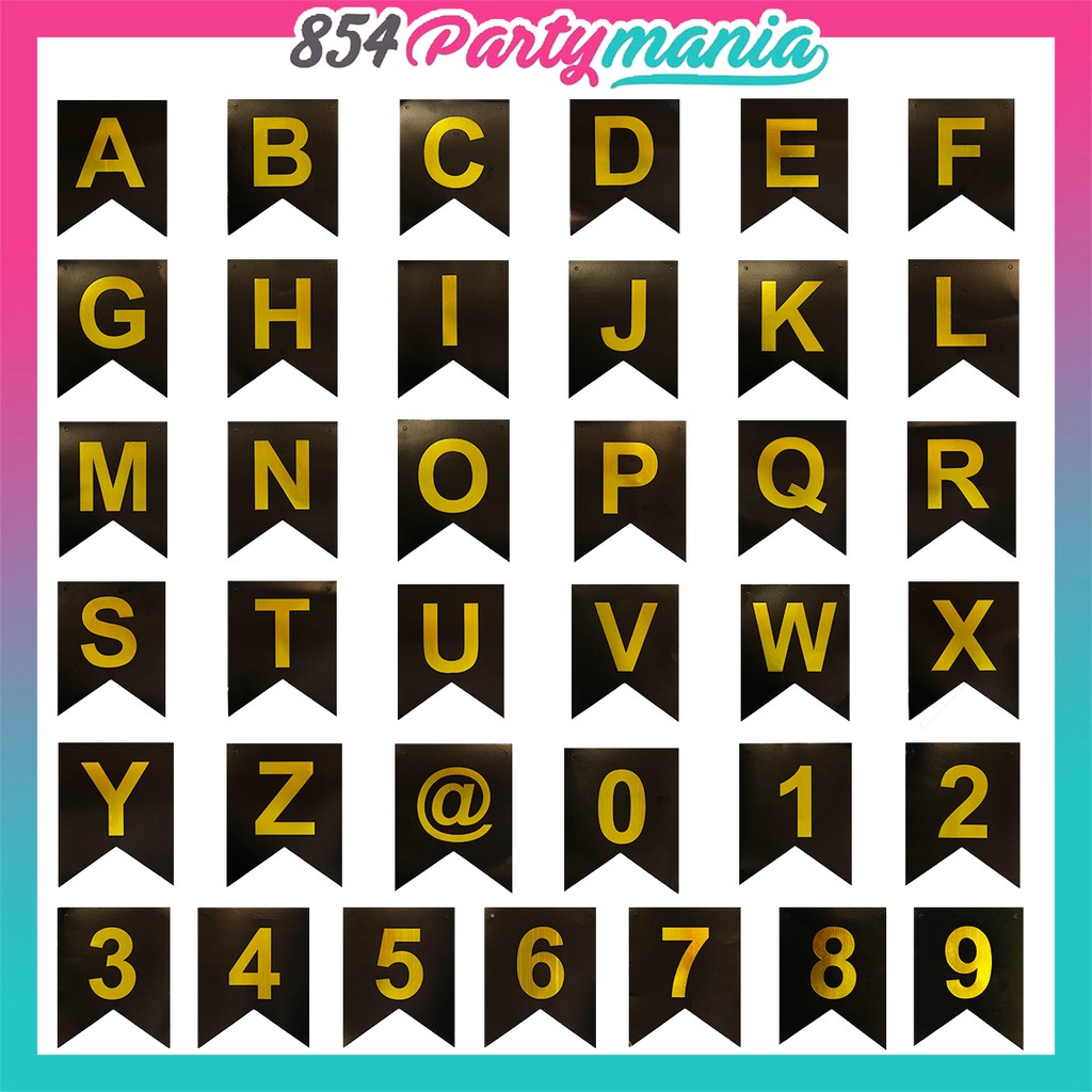 diy black letter banner big size diy banner gold stamping alphabets letters and numbers free ribbon shopee philippines