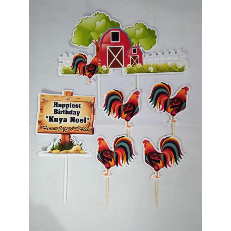 Rooster Theme Customized Cake Topper Shopee Philippines