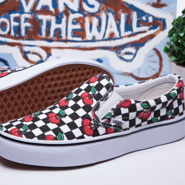 checkerboard vans with cherries