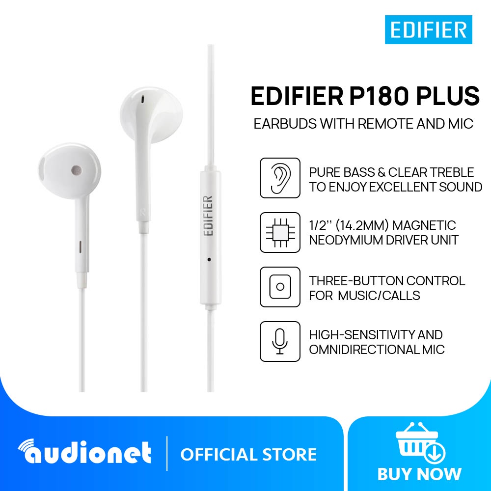 Edifier P180 Plus Earbuds with Remote and Mic Earphones Integrated