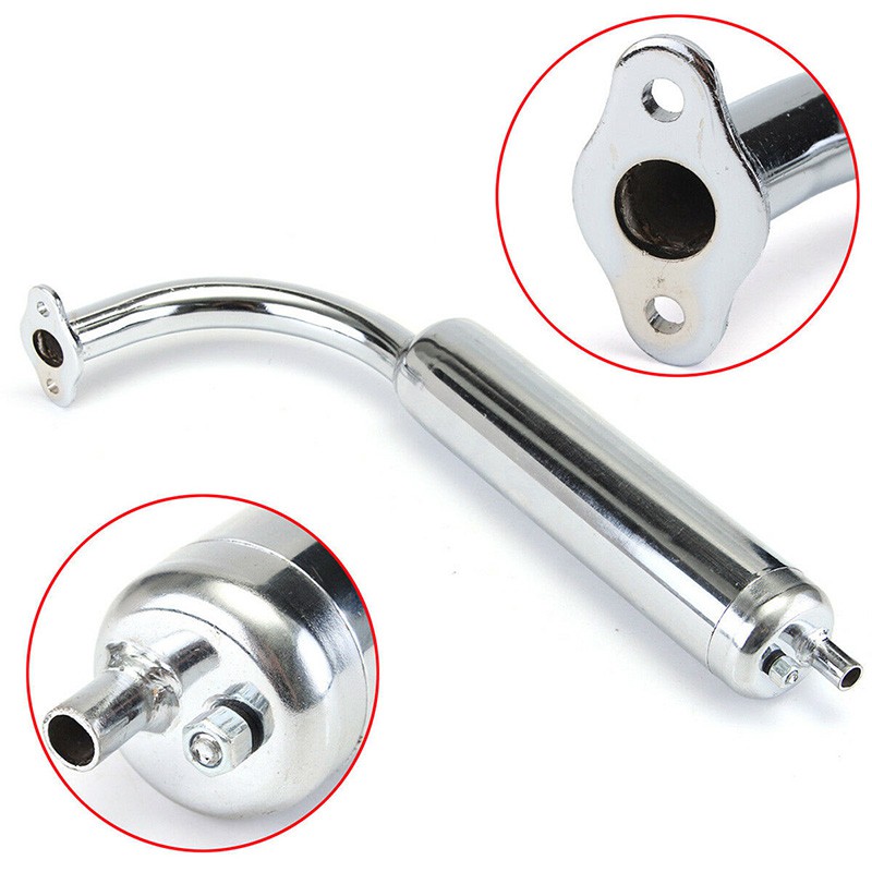 Chrome Muffler Exhaust Pipe 2Stroke Motorized Bicycle Bike 49cc 60cc