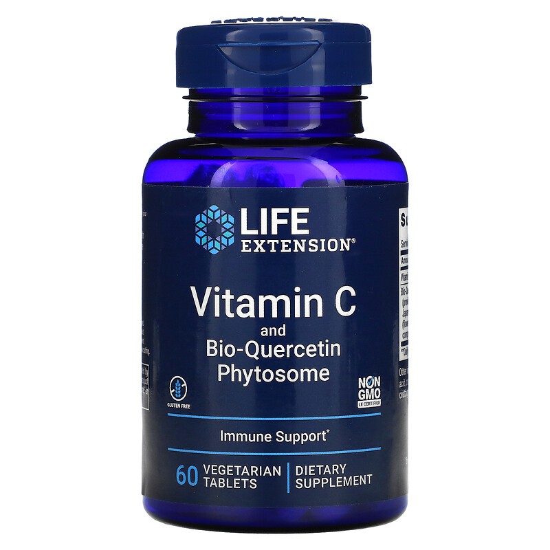 Life Extension, Vitamin C and BioQuercetin Phytosome, Ascorbic Acid, 60 Vegetarian Tablets