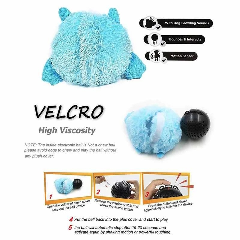 Interactive Monster Plush Doll Giggle Ball Shake Crazy Pulator Dog Toy Exercise Electronic Toy For Puppy Pets #9