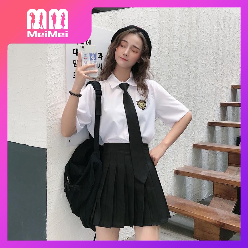 Yihua college style pleated skirt suit female summer loose shirt female ...