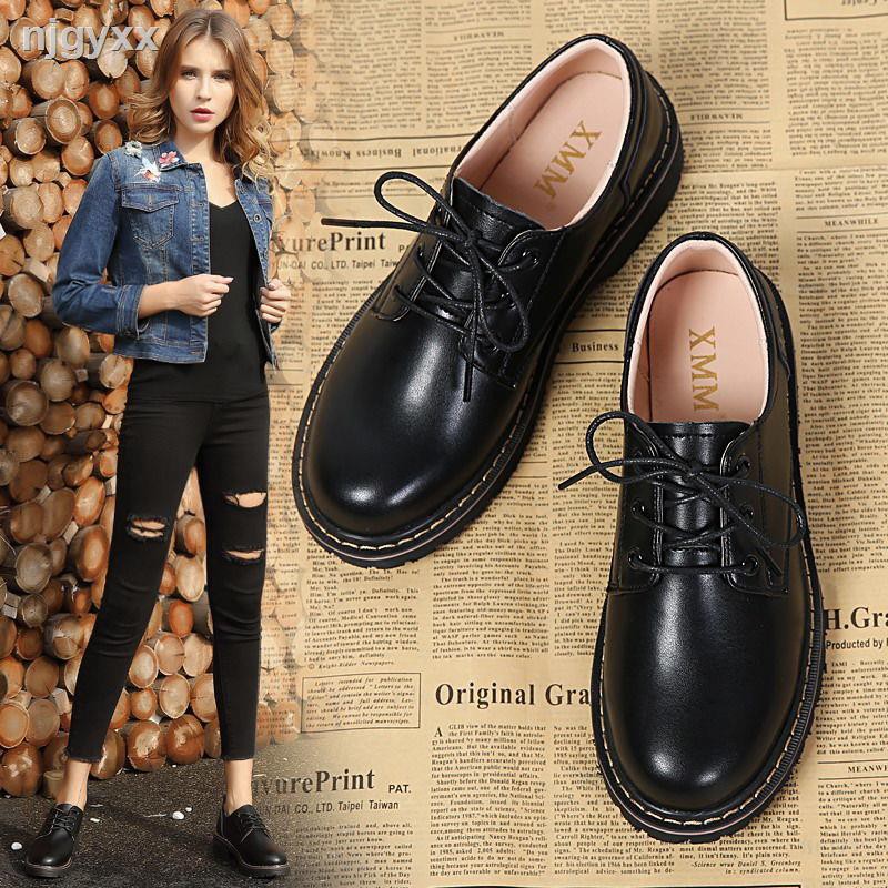 black leather shoes female