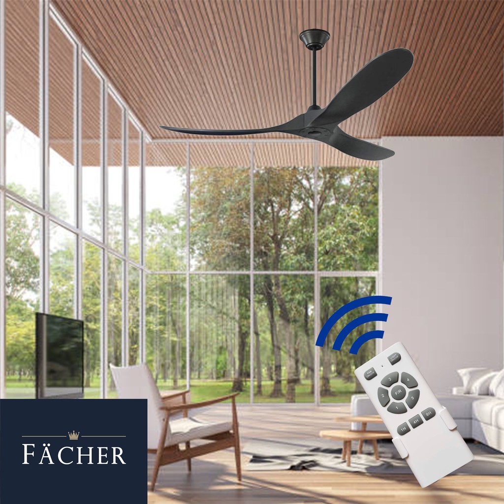 Ceiling Fan Modern Inverter Indoor Outdoor Remote Control Inverter Aero Black solid wood blade