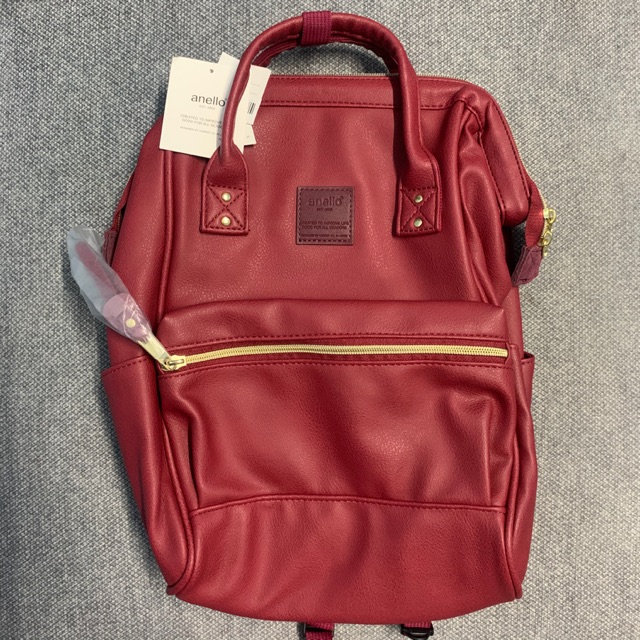 red leather mini backpack