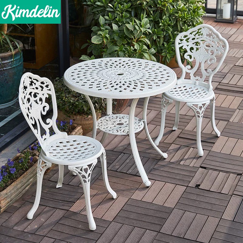 Outdoor Furniture Patio Cast Aluminum Dining Table And Chairs Ee Philippines - Round Garden Furniture Set With Fire Pit Philippines