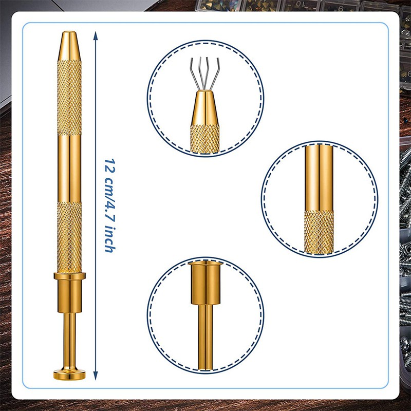 3 Pcs 4-Claw Pick Up Tool Prong Holder Diamond Pick-Up Tool Gem Catcher 4 Prongs Tweezers Grabber