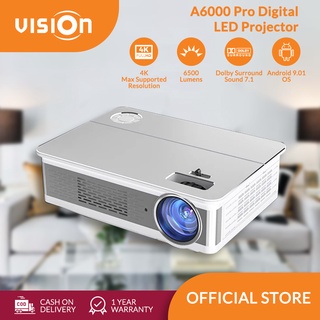 VISION A6000 PRO Native - 1080p Support 4K Projector, Full HD Movie 3D,  Android LED,  Portable WIFI