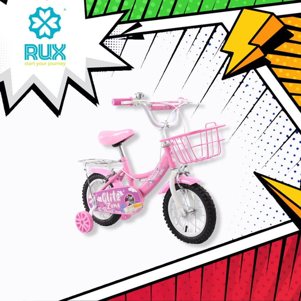 RUX 12" Bicycle (Bike) with Basket and Training Wheels for Kids
