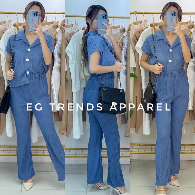 EG TRENDS New Kate Lettuce Coordinates| Polo top w/ button and pants ...
