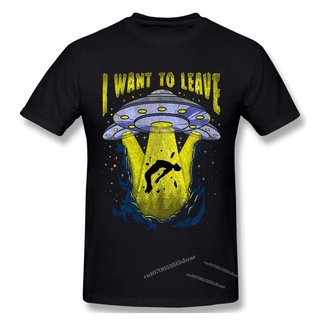 I Want To Leave Funny UFO Alien Spaceship Pun Tshirt man T Shirt Shirts Cotton Summer  Tshirts Short Sleeves Tees T-Shirt Woman #1