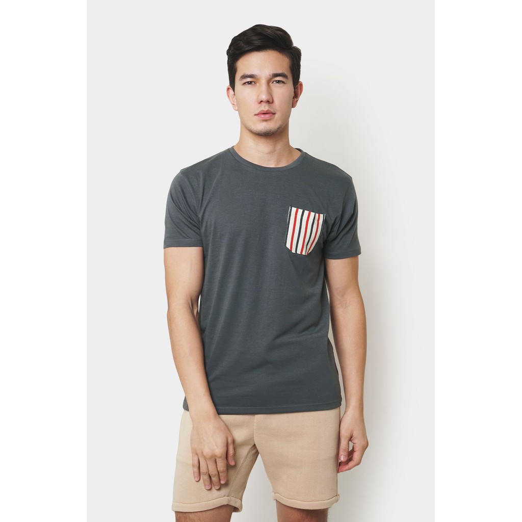 TShirt With Pocket For Men (Gray) Shopee Philippines