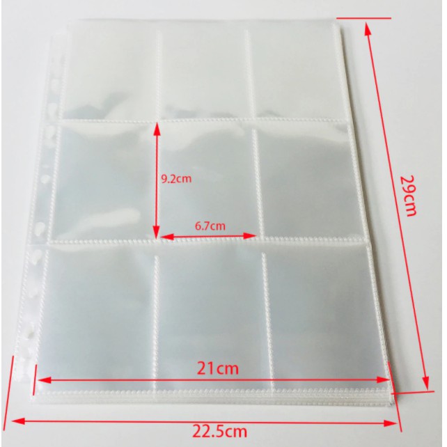 9 pocket A4 Binder Sleeves Per Piece Standard Sized Cards With 6 7x9 