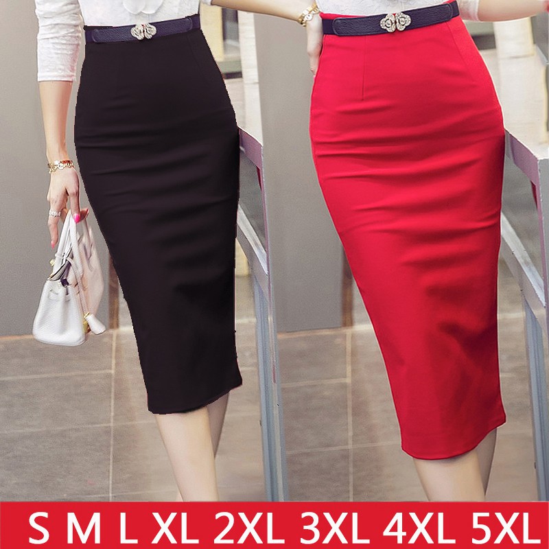 red midi bodycon skirt