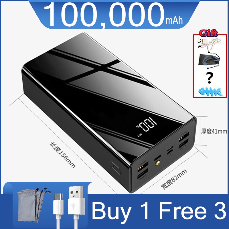 powerbank 100000mAh original super 4 USB Output Large Capacity 3 Years ...