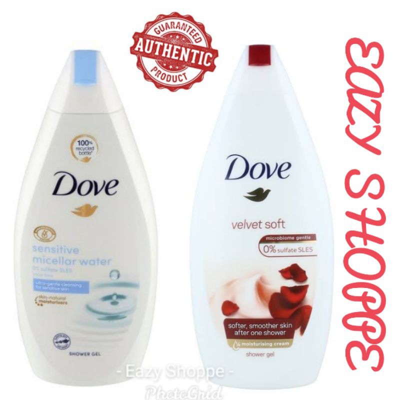 Dove Sensitive Micellar / Velvet Soft Body Wash 500mL Shopee Philippines