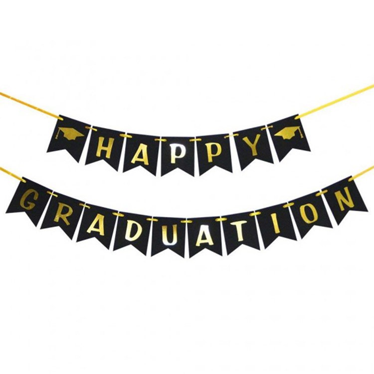 HAPPY GRADUATION Black Gold Foil Letters Banner | Shopee Philippines