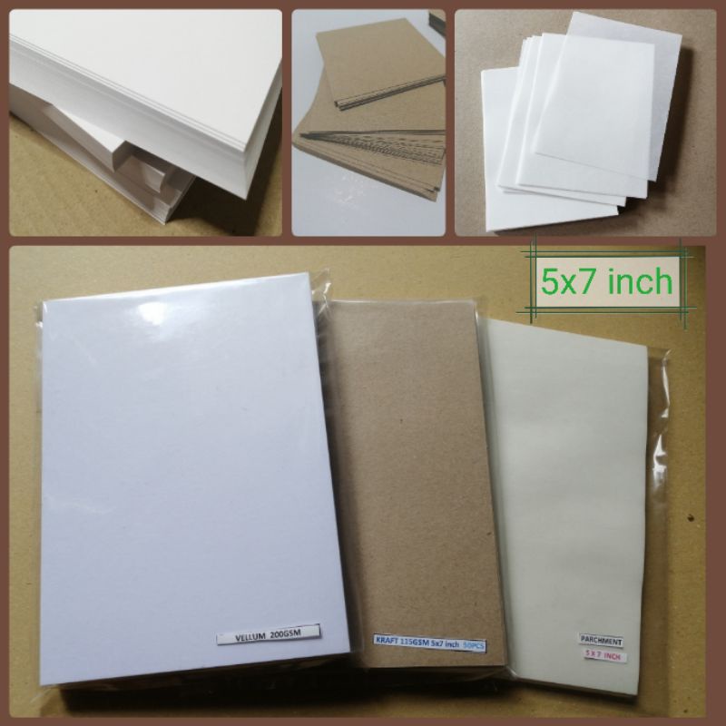 50pcs/100pcs 5x7in.(5R) Vellum / Kraft / Parchment/onionskin Paper for