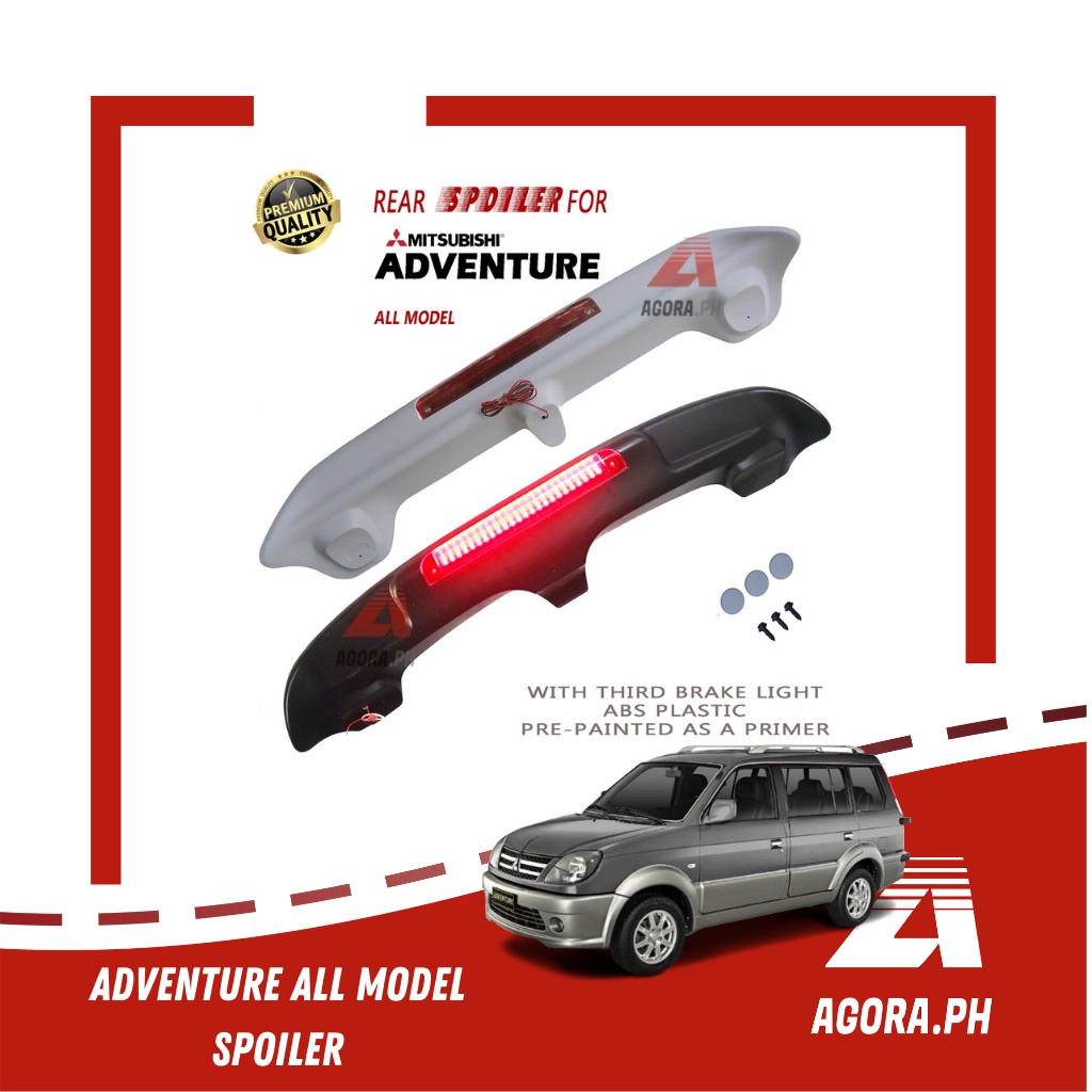 Rear Spoiler for Mitsubishi Adventure All Model and Old Everest with Third Brake Light ABS