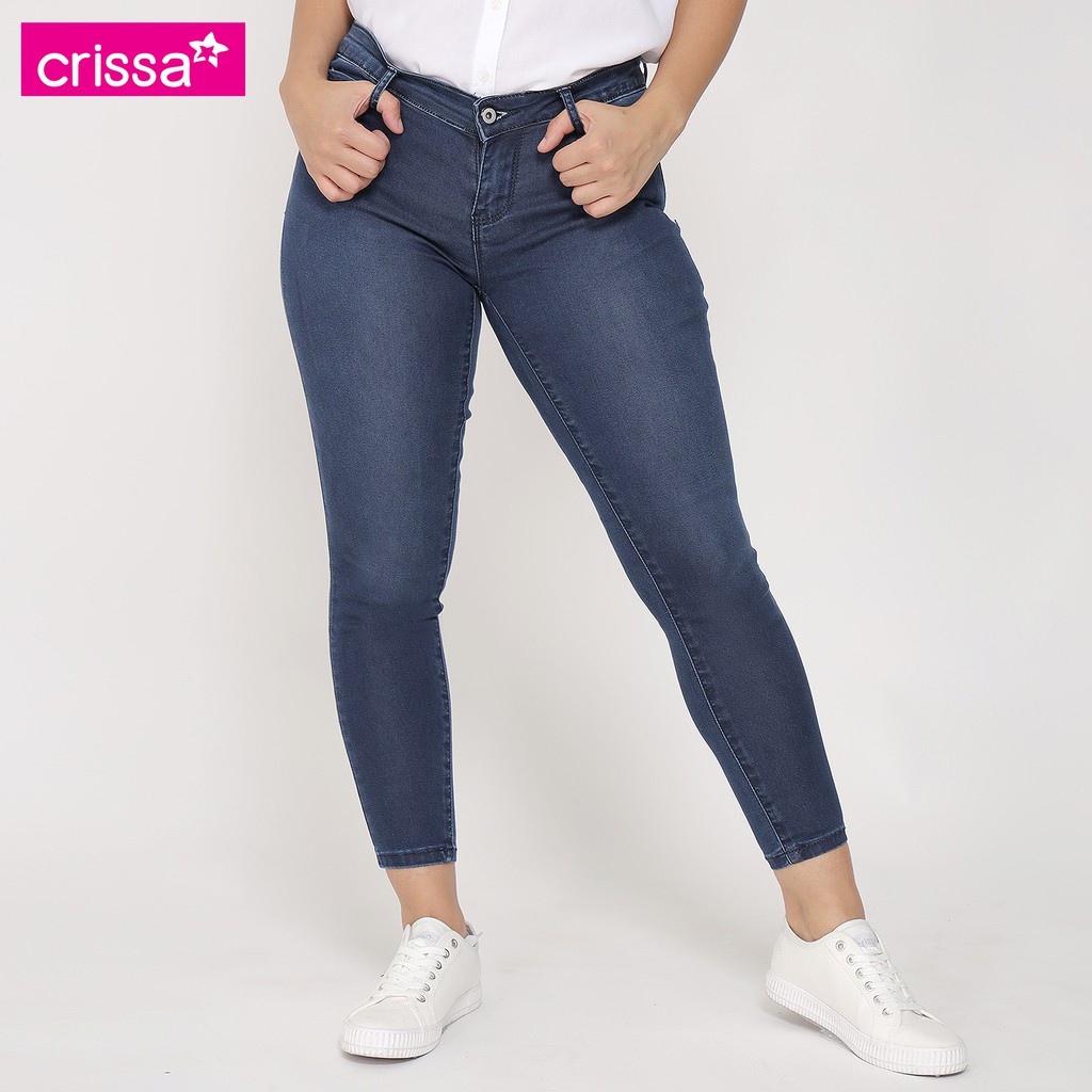 Crissa Skinny Cropped Jeans COLB21-0002 (Dark Wash) | Shopee Philippines