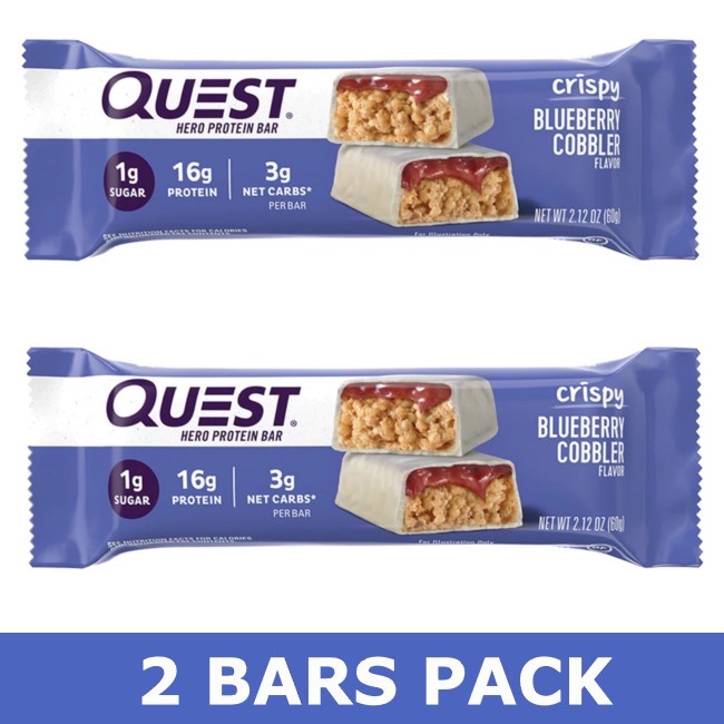 Quest Nutrition, Hero Protein Bar, Crispy Blueberry Cobbler, 2 Bars