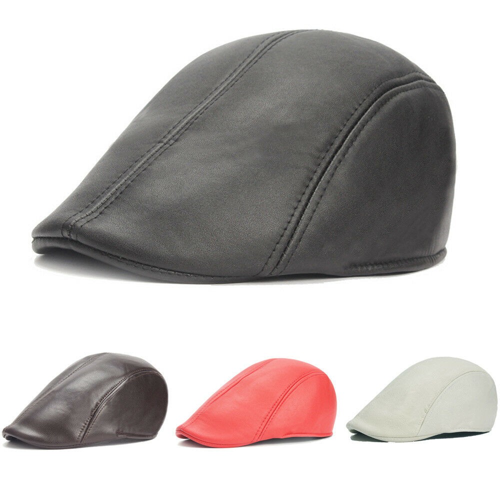 leather flat cap