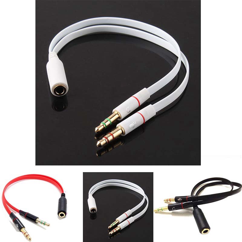 3.5mm Headphone Mic Audio Y Splitter Cable Female To Dual Male