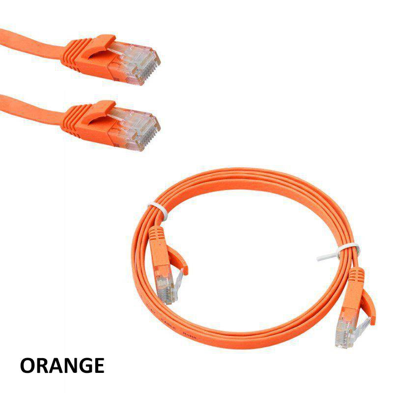 Computer Cables Ethernet CAT6 Internet Network Flat Cable Cord Patch Lead RJ45 for PC Router 0.5/1/2/3/5/8/10/15M Cable Length: 15m, Color: Orange 