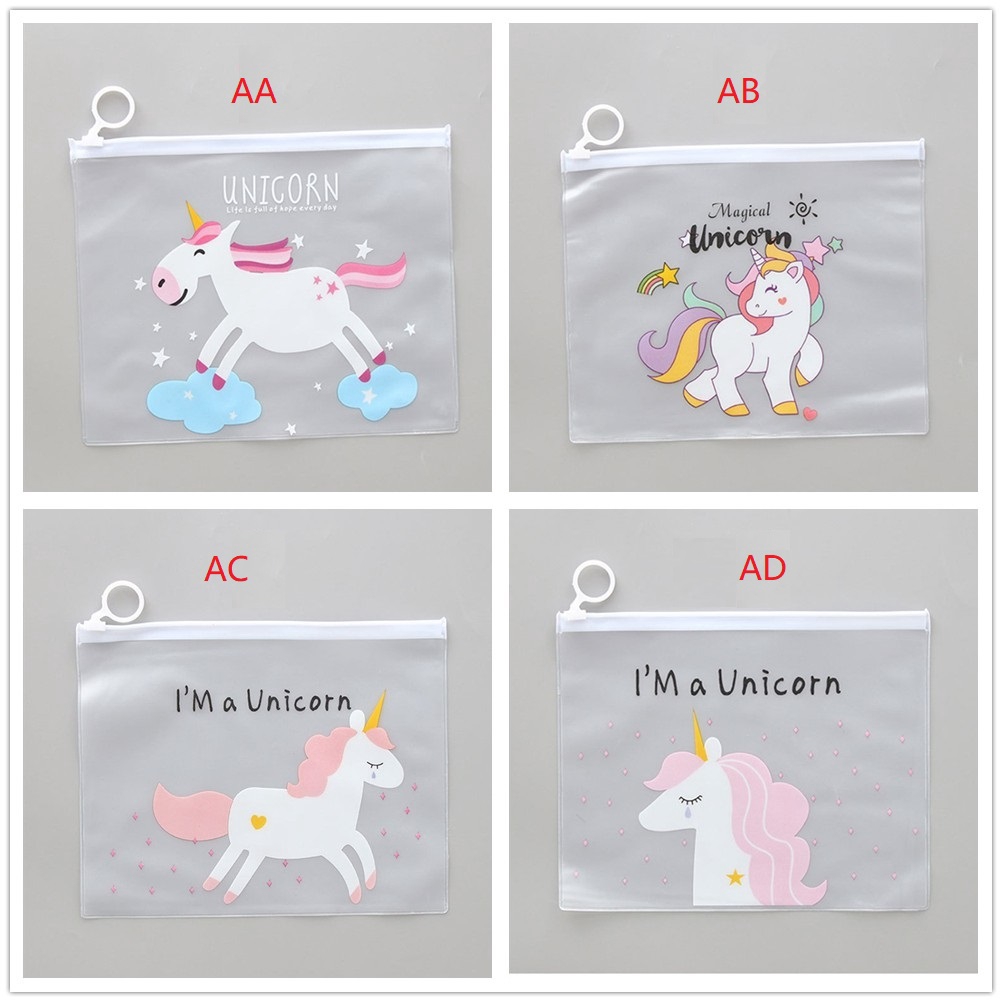 Download Unicorn File Bag Transparent Cute Student Storage Bag Pencil Case Stationery Shopee Philippines