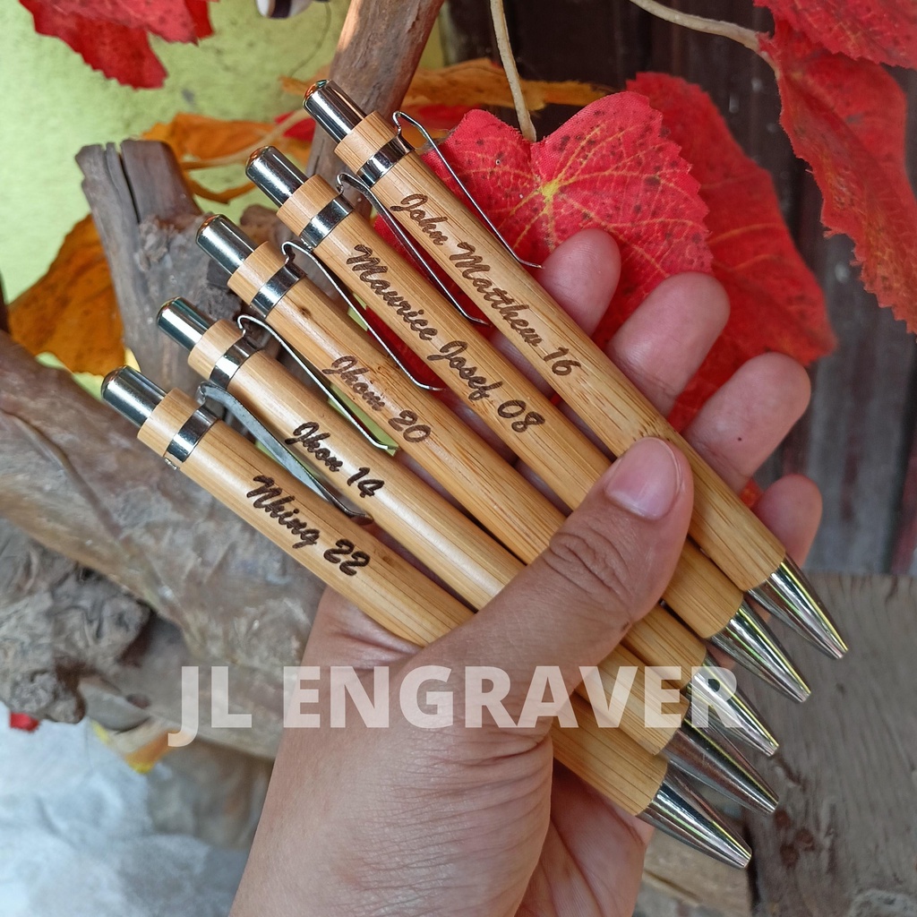 Bamboo Pen with Engraved Name Personalize Pen Black Color Ballpen