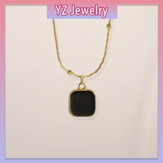 YZ Sale Black Square Alloy Pendant For Women Necklace  Hypoallergenic Senior Accessories Necklaces COD