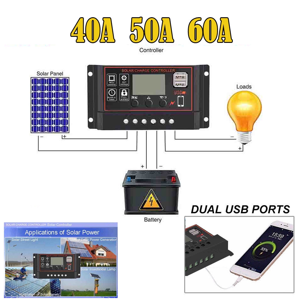 solar inverter 50A Solar Panel Controller Battery Charge Regulator 12V ...