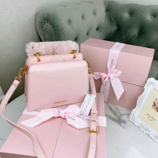 charles and keith wallet pink